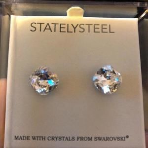 Stately Steel Swarovski Stud Earrings Clear, Beautiful, New! Sold Out Color